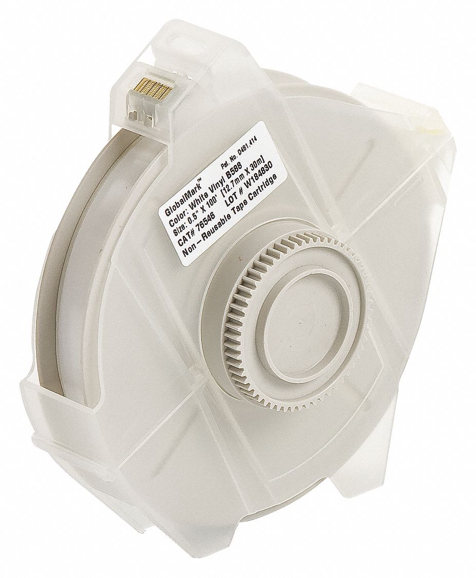 CONTINUOUS LABEL ROLL, ½ IN X 100 FT, VINYL, WHITE, INDOOR/OUTDOOR