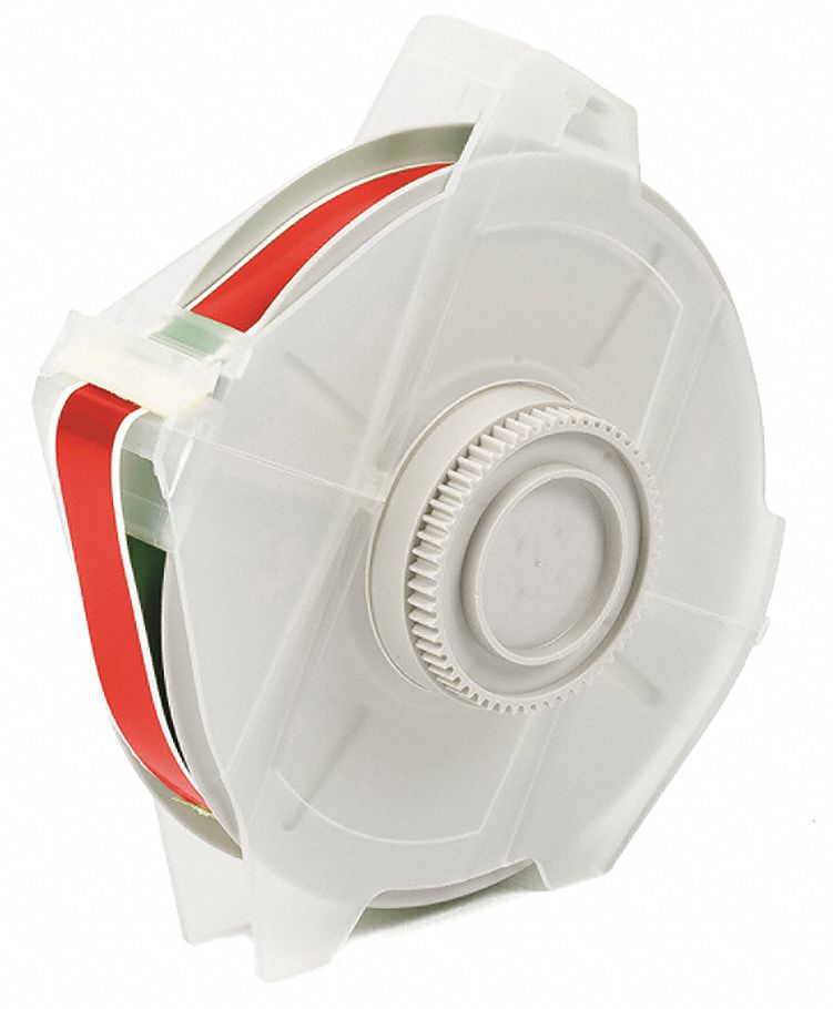 Continuous Label Stock: 1/2 in x 100 ft, Vinyl, Red (Gloss), Outdoor