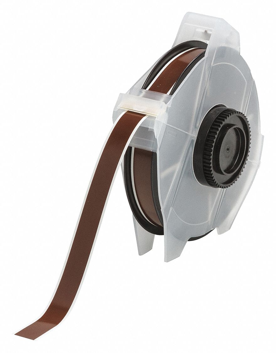 Continuous Label Stock: 1/2 in x 100 ft, Vinyl, Brown (Gloss), Indoor/Outdoor
