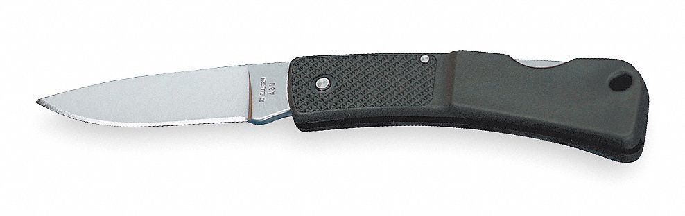 Folding Pocket Knife: 2 3/4 in Blade Lg, 3 3/4 in Closed Lg, 6 1/4 in Overall Lg, Plastic