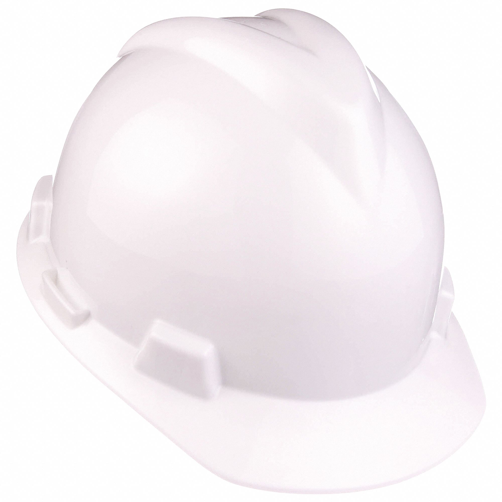 SLOTTED CAP, CSA, TYPE 1, CLASS E, PE, 4-PT FAS-TRAC III RATCHET, FRONT BRIM, WHITE