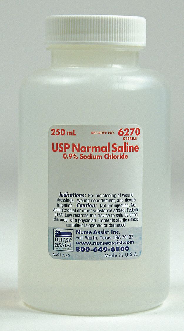 BAXTER Saline, 250mL Bottle 3PWK2BSCP050122 Grainger