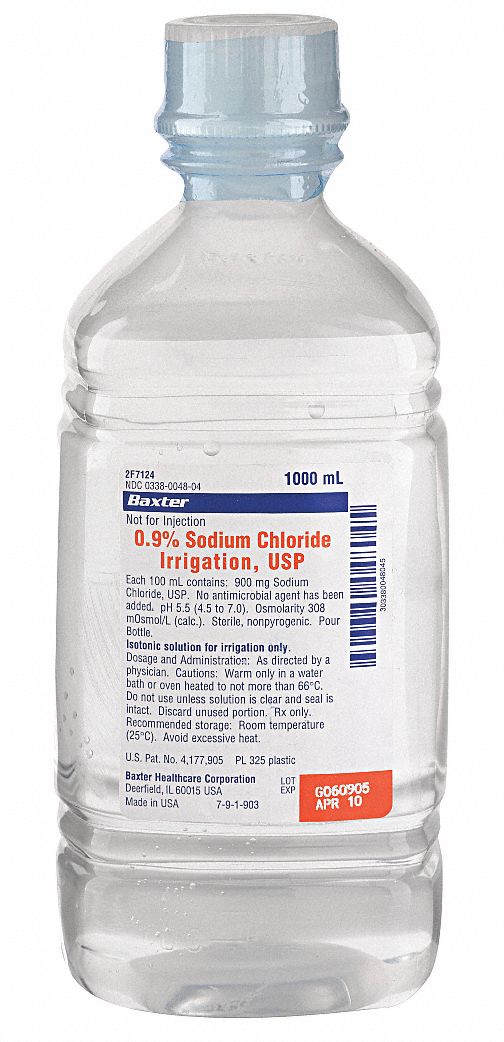 Baxter Saline Liquid Solution Bottle 1l 1000ml 3pwk4 Bsci Grainger