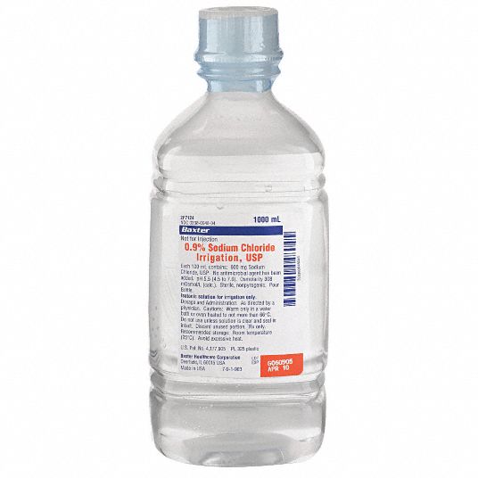 Saline, Liquid Solution, Bottle, 1L, 1000mL - Grainger