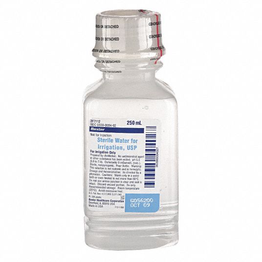 BAXTER Sterile Water, Liquid Solution, Bottle, 8.450 oz., 250mL 3PWK5