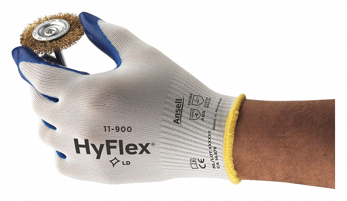 COATED GLOVES, M (8), SMOOTH, NITRILE, DIPPED PALM, ANSI ABRASION LEVEL 4, KNIT CUFF