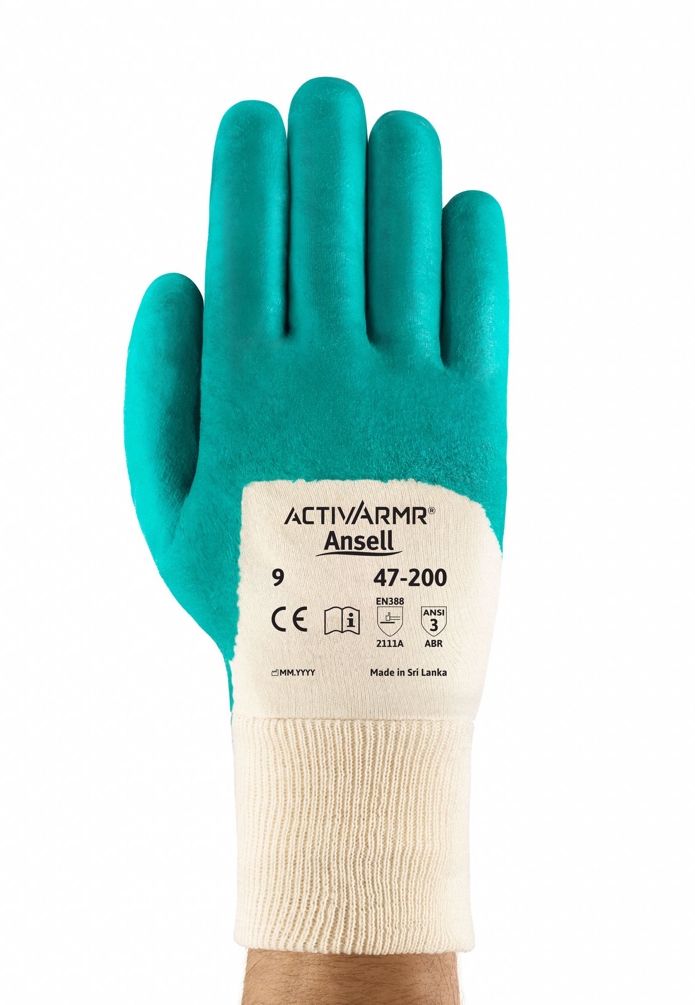 Coated Gloves, 3/4 Dip, Wh/Gr, 10, PR