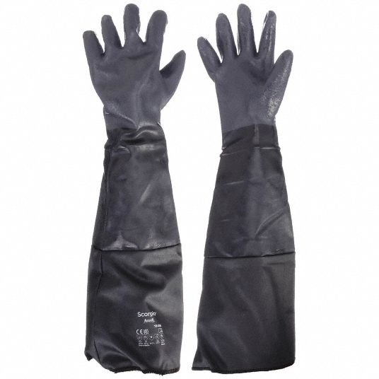 85 mil Glove Thick, 26 in Glove Lg, Chemical Resistant Gloves - 3PXJ5 ...