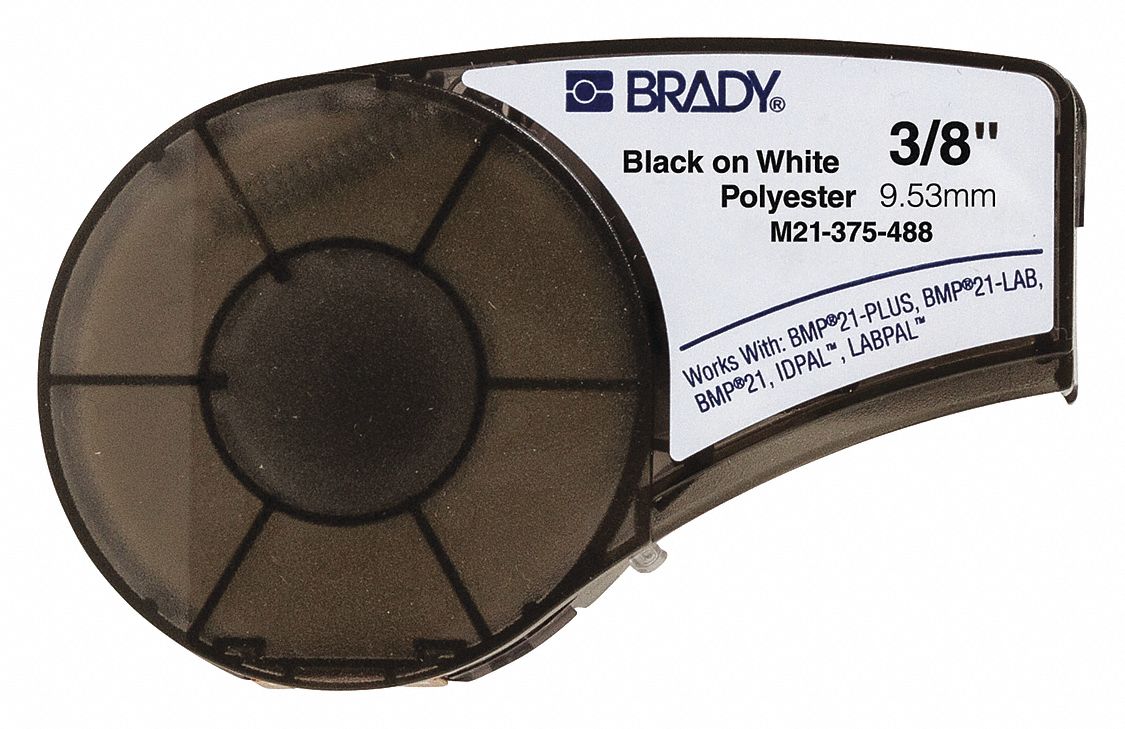 BRADY Label Tape Cartridge, Label Type Polyester 3PXY4M21375488 Grainger