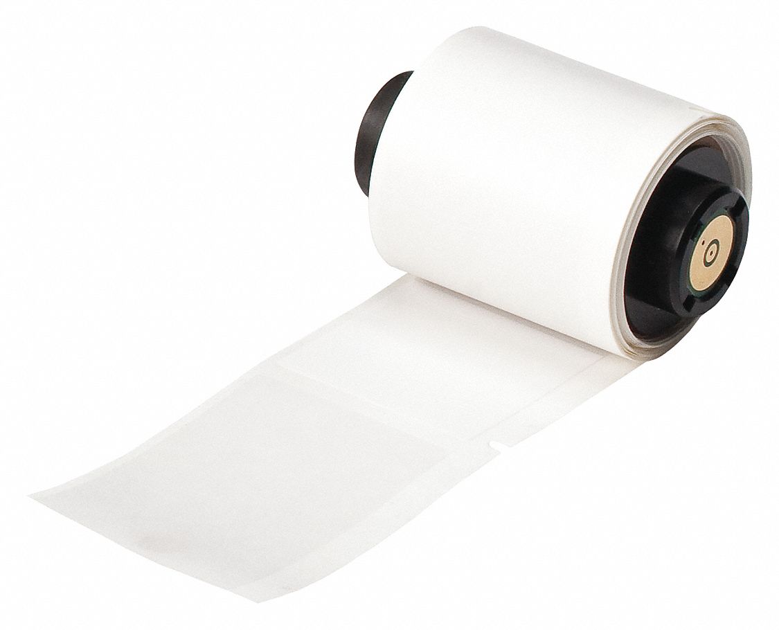 Wraparound Label: 4 in x 1 1/2 in, Vinyl, White (Matte), For 0.48 in to 0.8 in Wire Dia