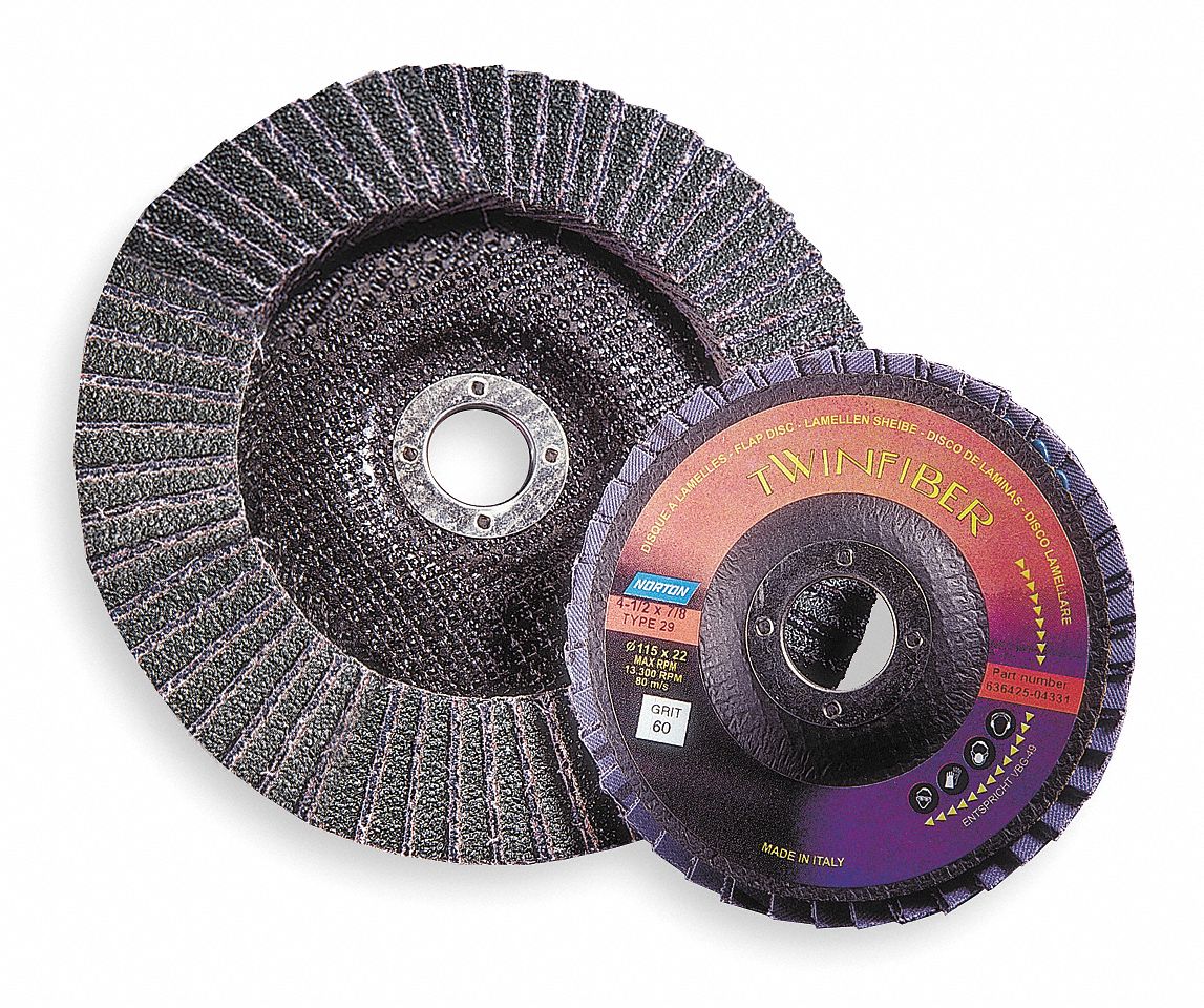 NORTON Arbor Mount Flap Disc, 7in, 60, Med. 3RA1963642504336 Grainger