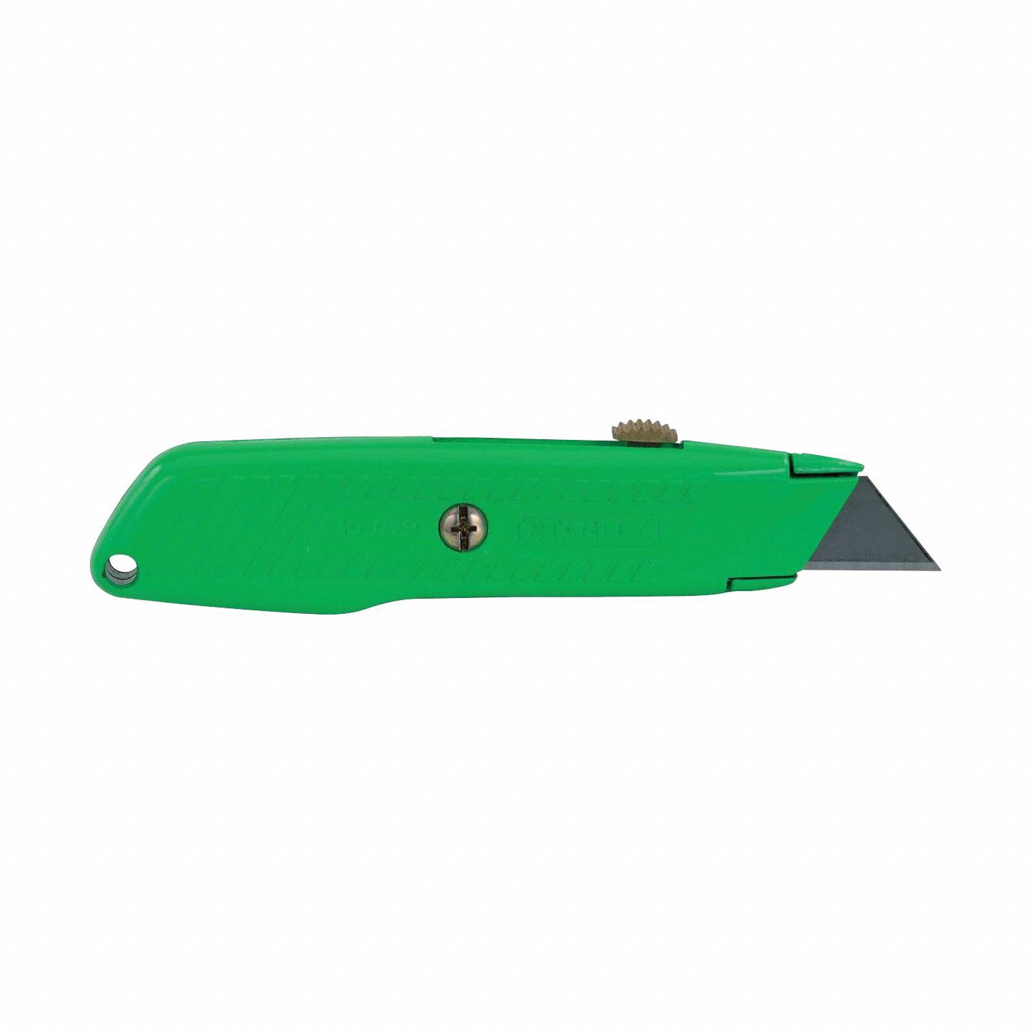 Utility Knife: 6 in Overall Lg, Steel Std Tip, Textured, Metal, Green, Tools Needed