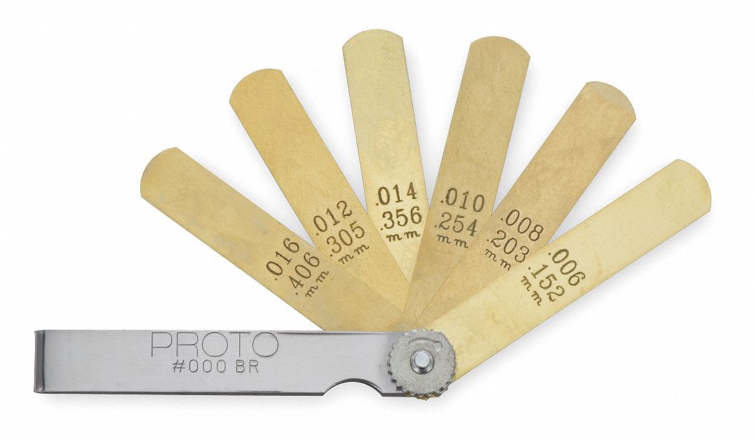PROTO Feeler Gauge Set, Thickness Range 0.006 in to 0.016 in, Number of