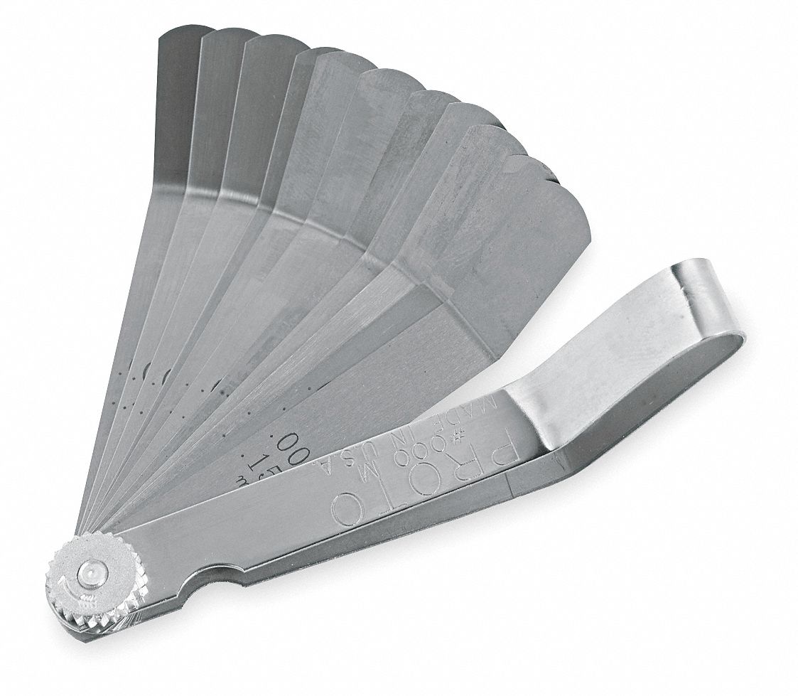 PROTO Bent Feeler Gauge Set Inch, 11 Feeler Blades, 0.006 in to 0.02