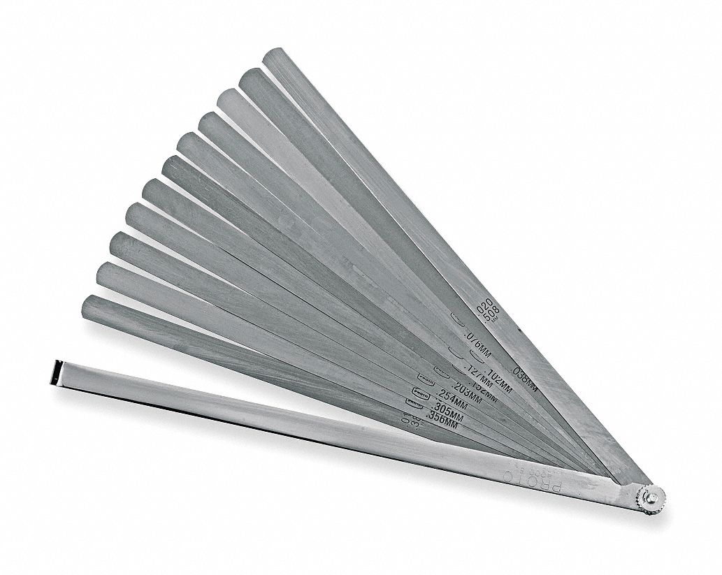 PROTO LongBlade Feeler Gauge Set Inch, 12 Feeler Blades, 0.001 in to