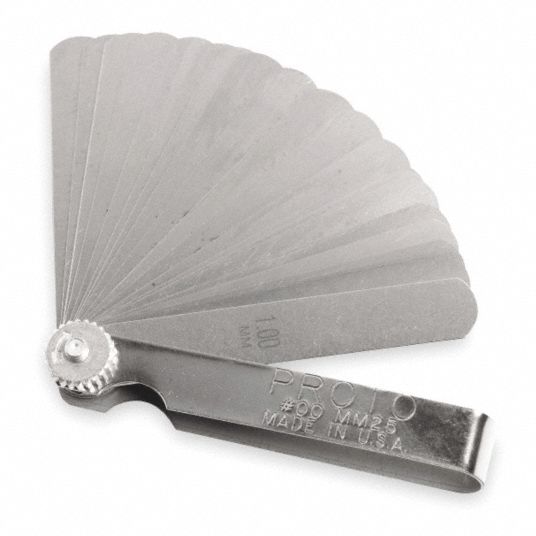 PROTO Feeler Gauge Set Metric, 25 Feeler Blades, 0.04 mm to 1.00 mm