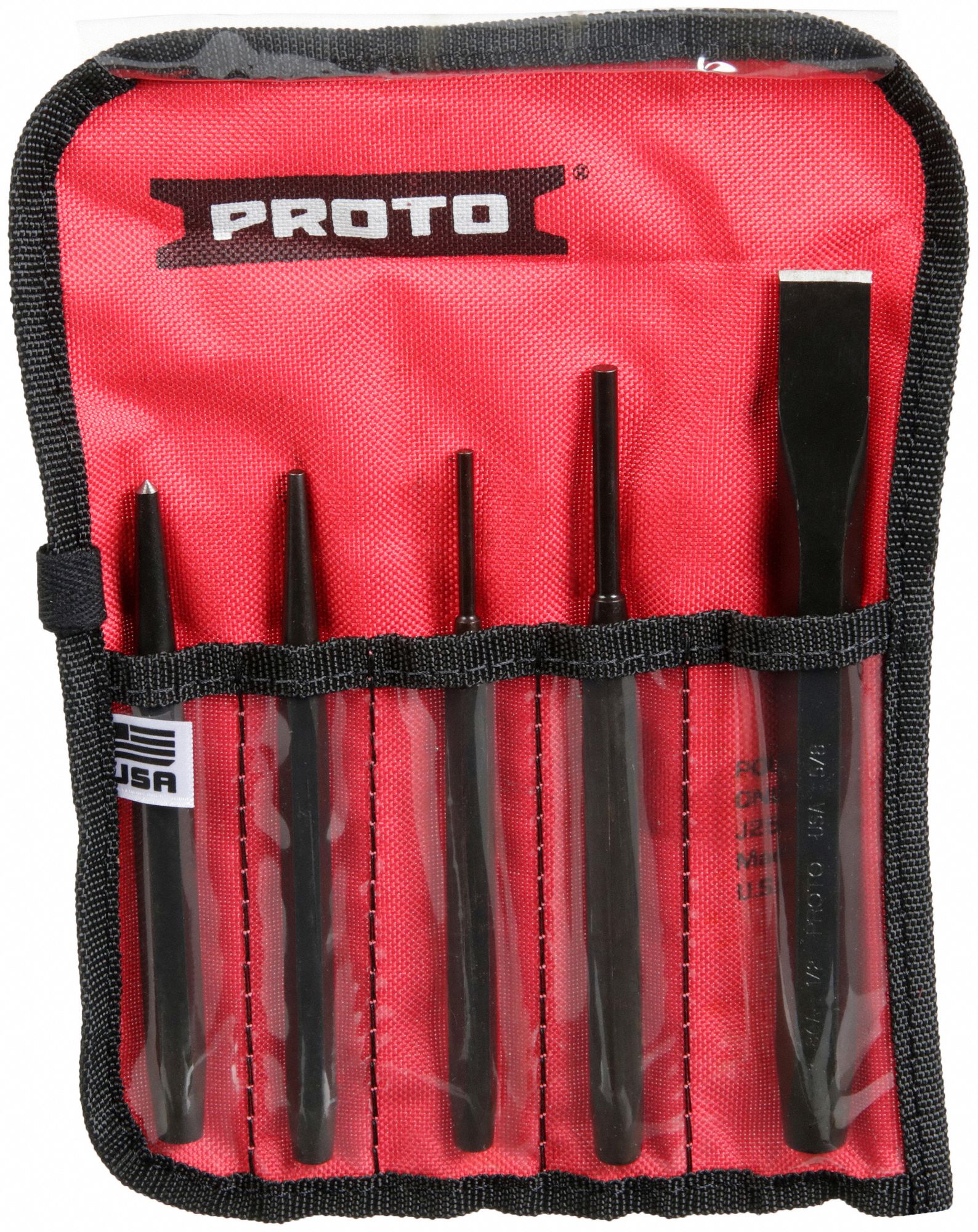 PROTO Punch and Chisel Set 5 Pieces, Cold Chisel, Center Punch/Drive