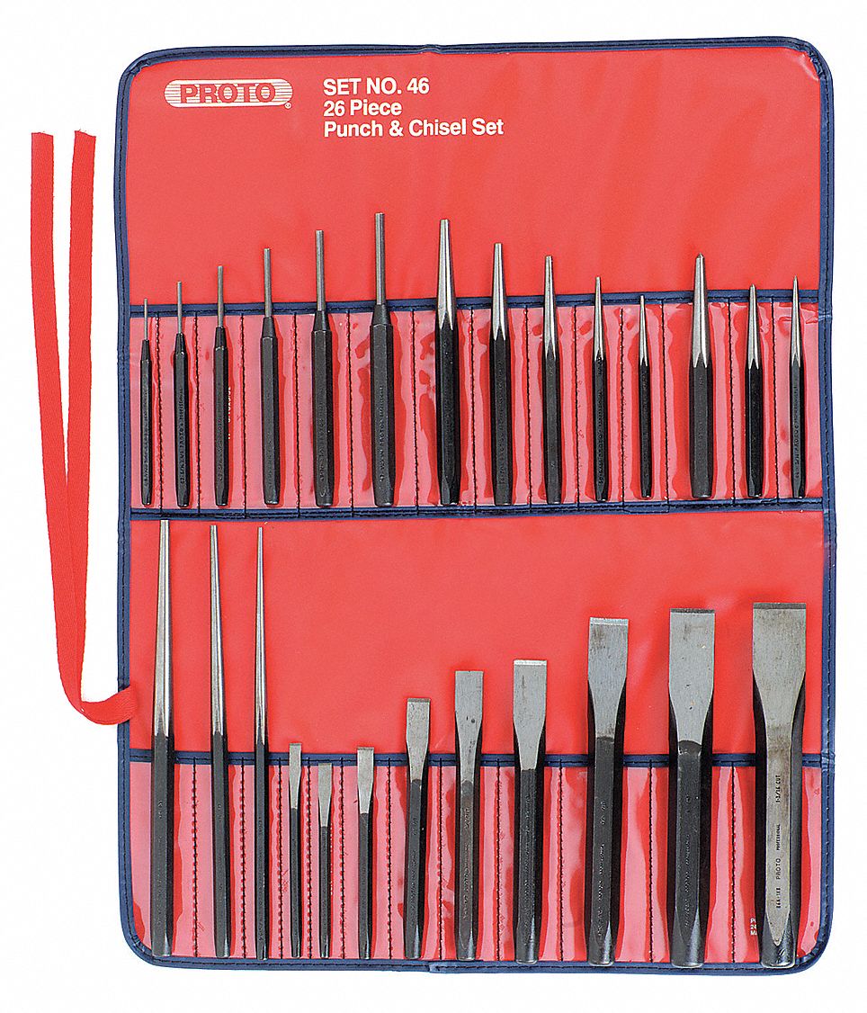 PROTO Punch and Chisel Set 26 Pieces, Cold Chisel, Pouch 3R110J46