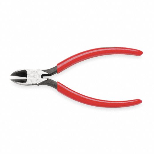 Diagonal Cutting Plier: Flush, Straight, 1 in Jaw Lg, 7/8 in Jaw Wd, 7 3/8  in Overall Lg, 6 - 8 in