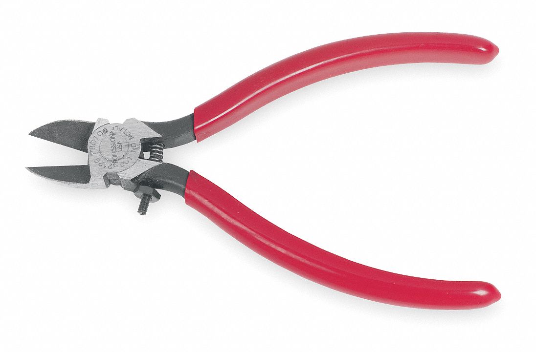 DIAGONAL CUTTING PLIER, FLUSH, STRAIGHT, 3/4 IN JAW L, 3/4 IN JAW W, 6 1/8 IN OVERALL L