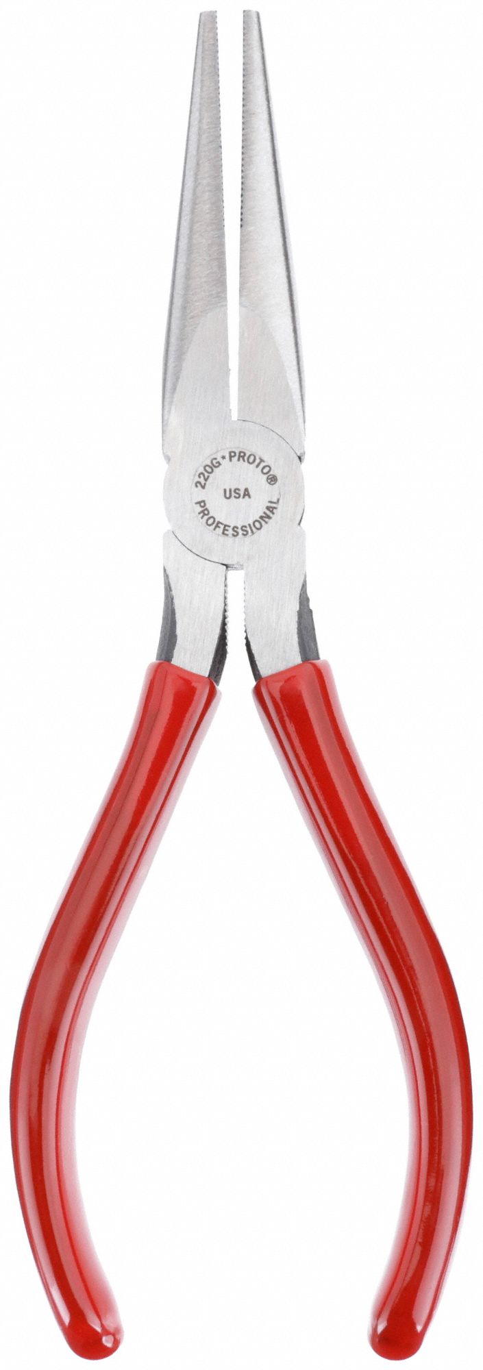 NEEDLE NOSE PLIER, 1¼ IN MAX JAW OPENING, 6⅝ IN OVERALL L, 1⅞ IN JAW L, ⅜ IN TIP W