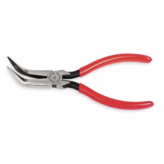 Angled long nose clearance pliers