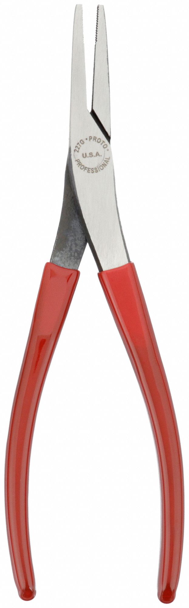 Flat nose pliers, 7'', serrated jaws with grooves