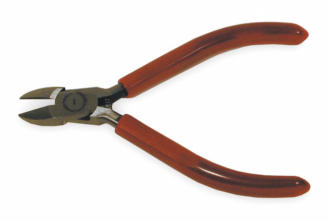 PROTO Diagonal Cutting Pliers, Cut Flush, Jaw Width 7/16 in, Jaw