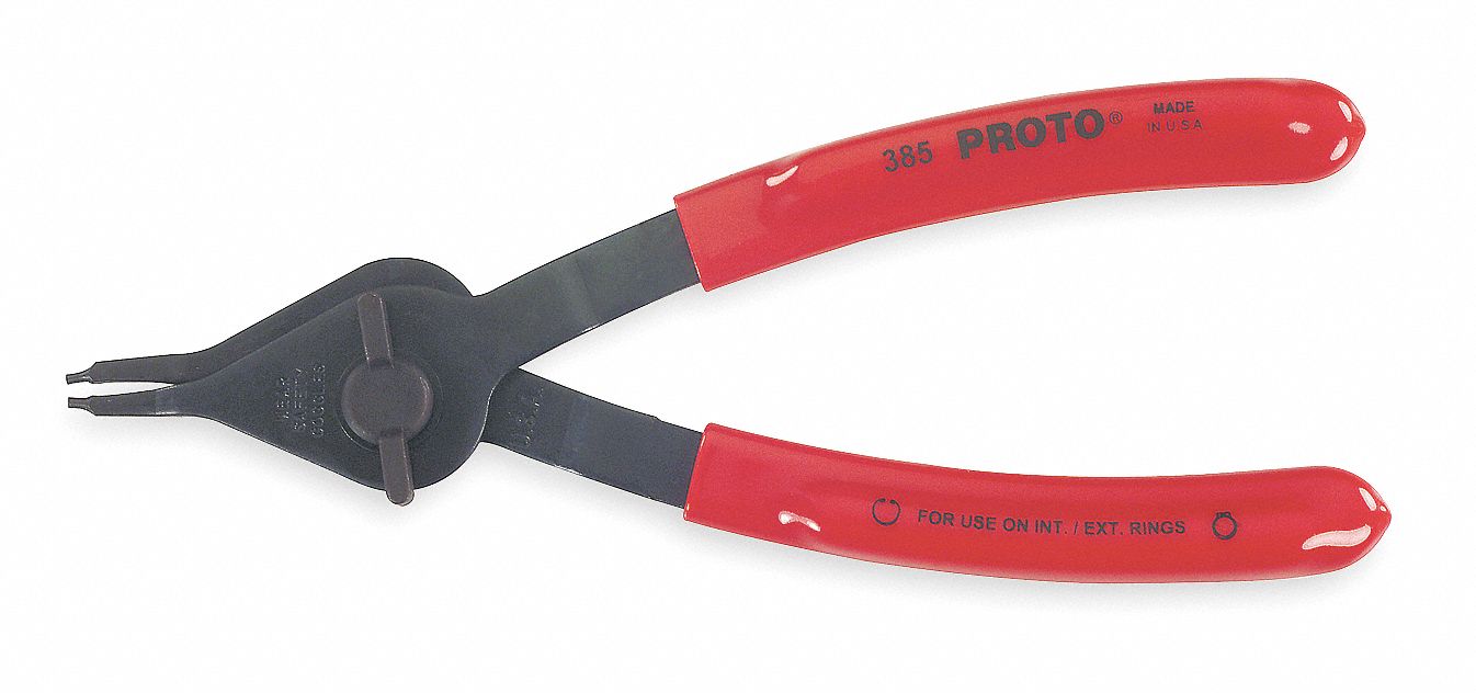Retaining Ring Plier: External/Internal, For 5/8 in to 1 in Bore Dia, 0.047  in Tip Dia, Manual