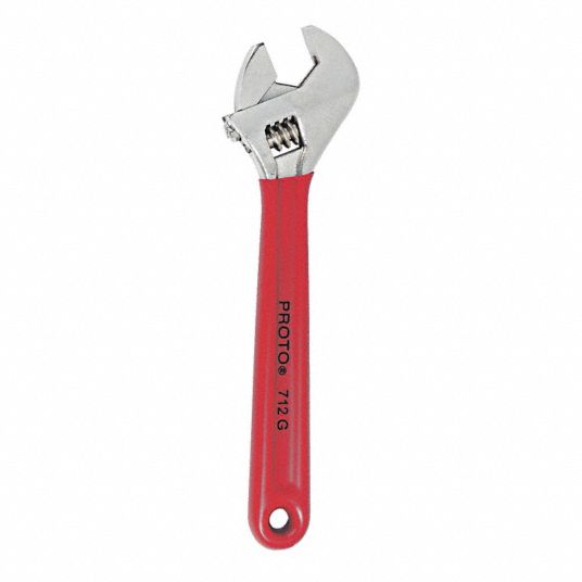 PROTO Adjustable Wrench, Alloy Steel, Satin, 8 in, Jaw Capacity 1 1/8