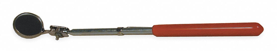 Inspection Mirror: 7/8 in Dia Mirror Size, Mirr. Mat. Glass, Mirr. Shp. Round