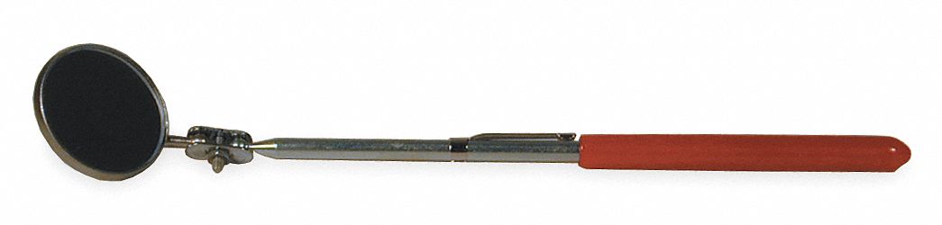 Inspection Mirror: 1 1/4 in Dia Mirror Size, Mirr. Mat. Glass, Mirr. Shp. Round