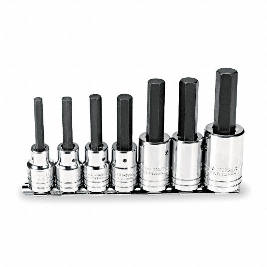 Proto 1/4 in Drive Socket Bit Set, Metric, 10 pcs J7440R8MM