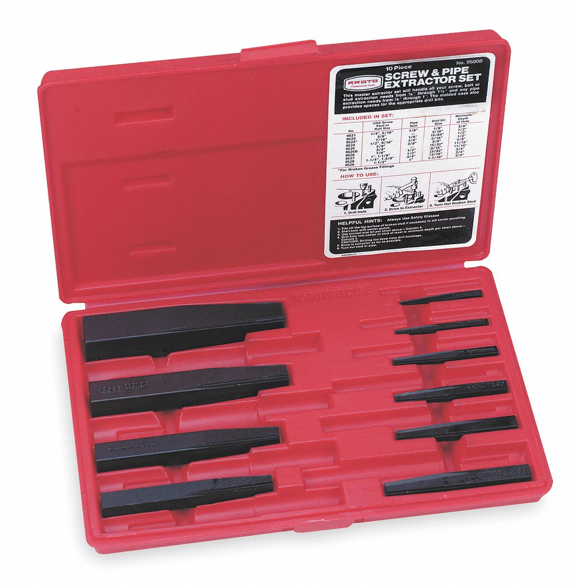 Superior Tool  Multi Size   Steel  Bolt Extractor Set  5 pc. 