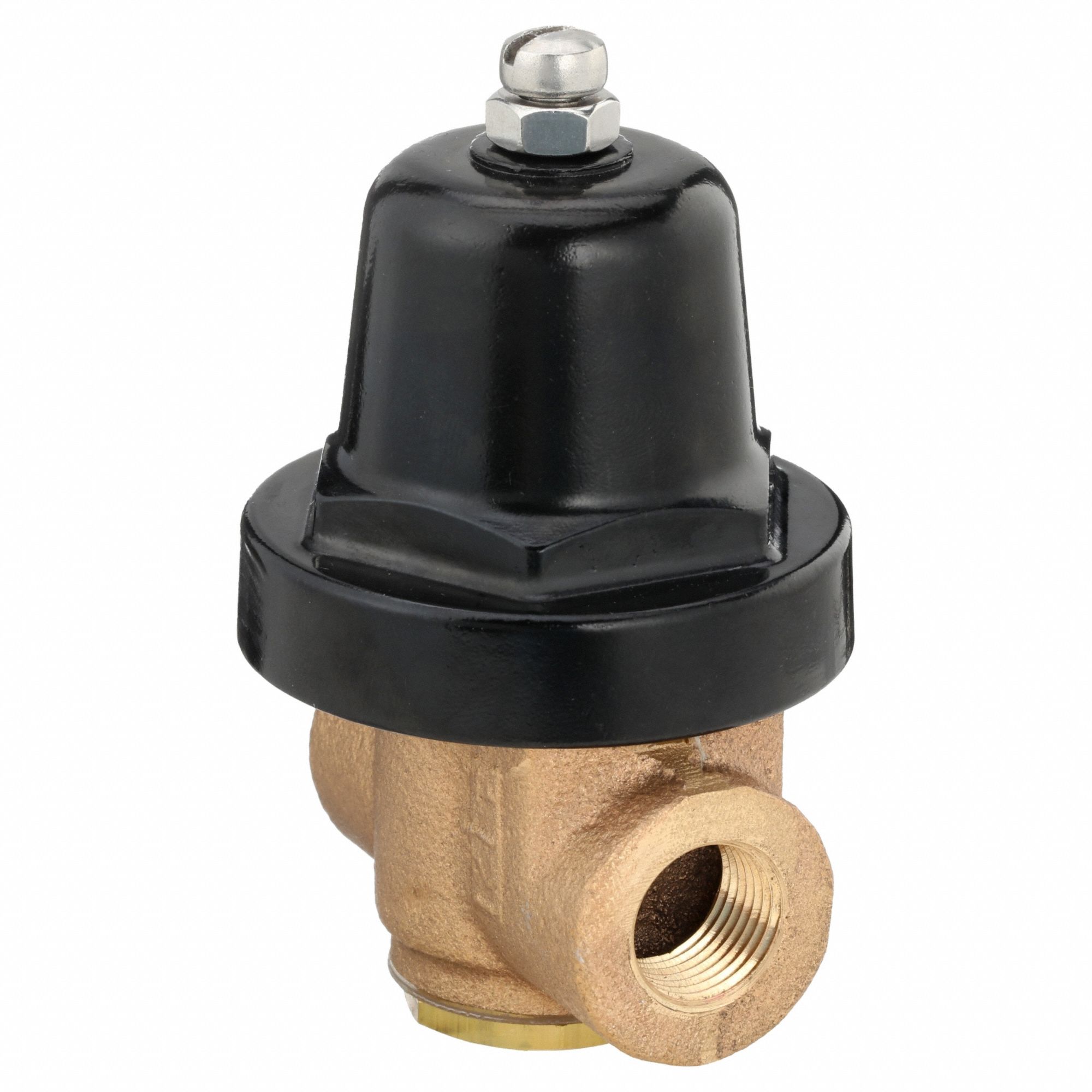 Pressure Regulator: FNPTF x FNPTF, 3/8 in x 3/8 in, Brass, 25 psig to 90 psig, 180°F