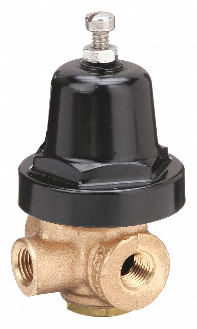 Pressure Regulator: FNPTF x FNPTF, 1/4 in x 1/4 in, Brass, 2 psig to 30 psig, 180°F