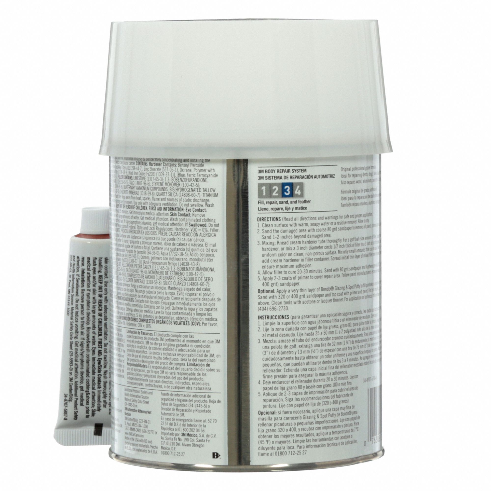 BONDO Body Filler With Hardener Paste, 1 qt Size, Light Gray 3RAP8