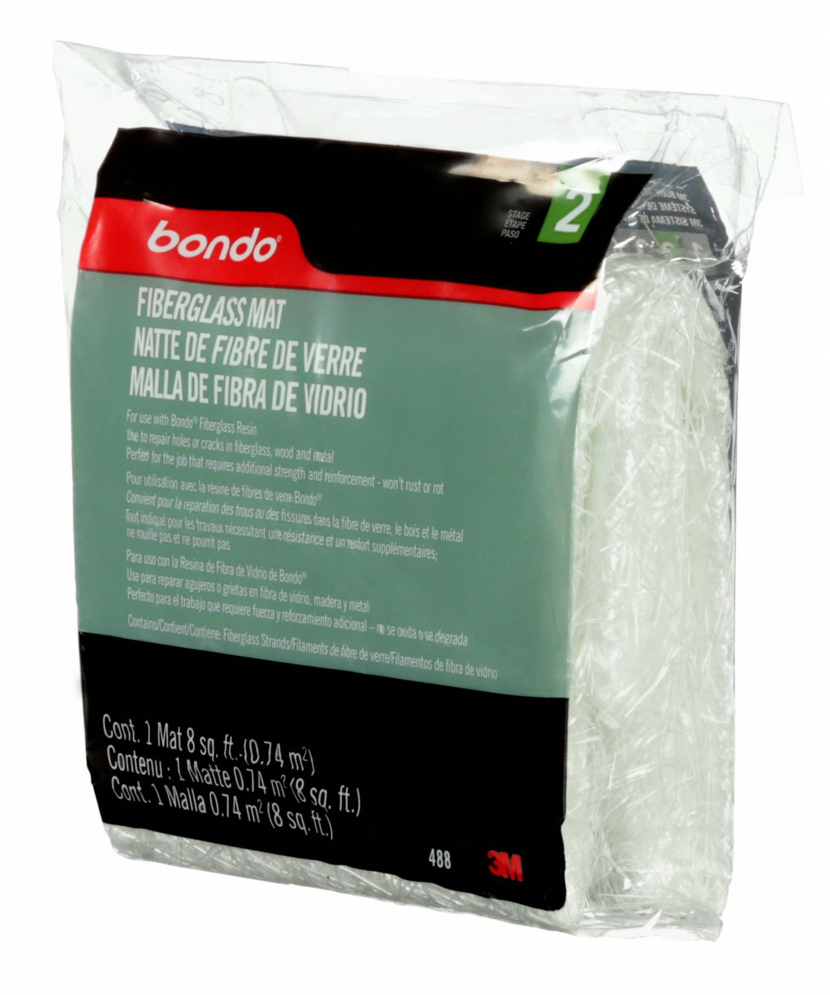 BONDO Fiberglass Mat, Practical Square Feet 8 3RAR8488 Grainger