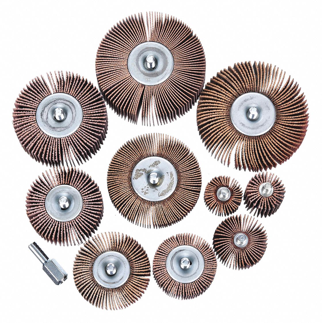 MERIT, 3 in Dia, Aluminum Oxide, Flap Wheel Test Kit 3RB86