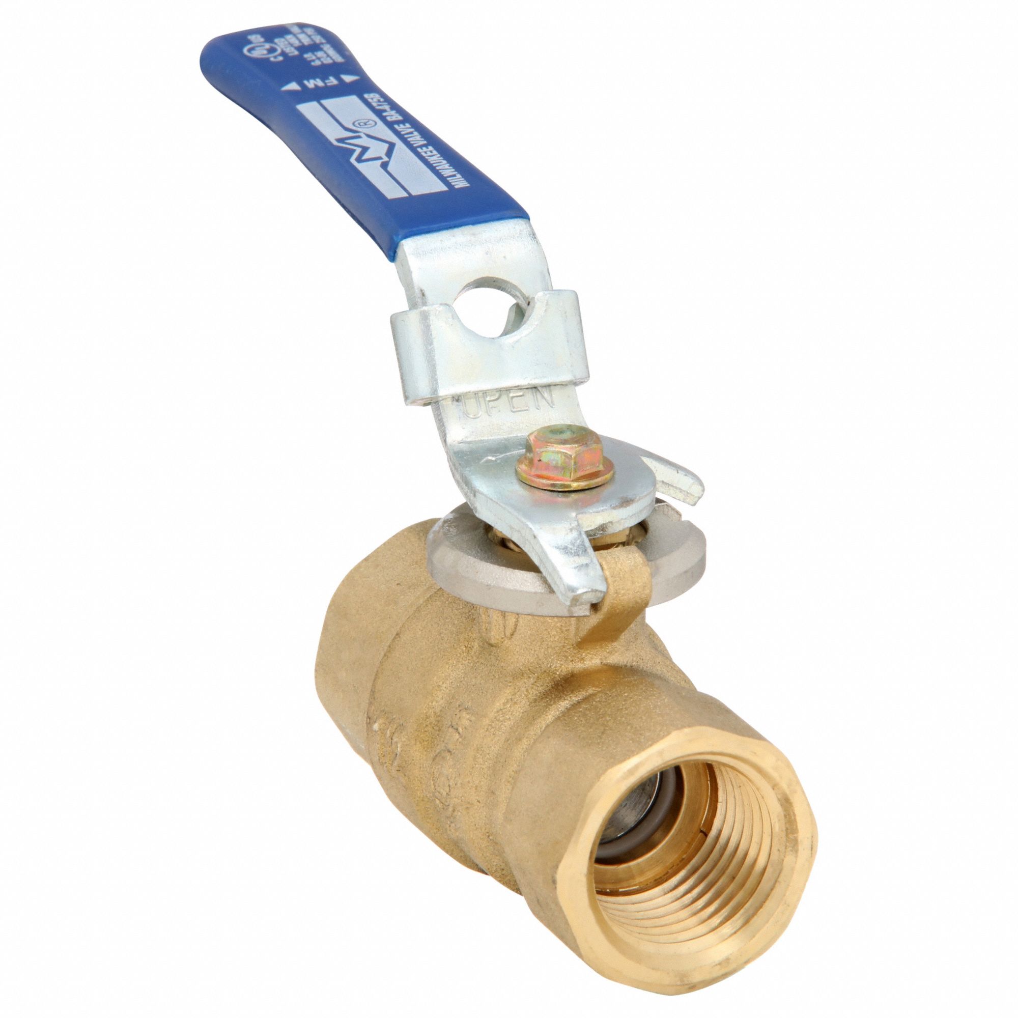 Manual Two-Way Ball Valve: 1/2 in, Brass, Straight, FNPT x FNPT, Full Port Ball Port