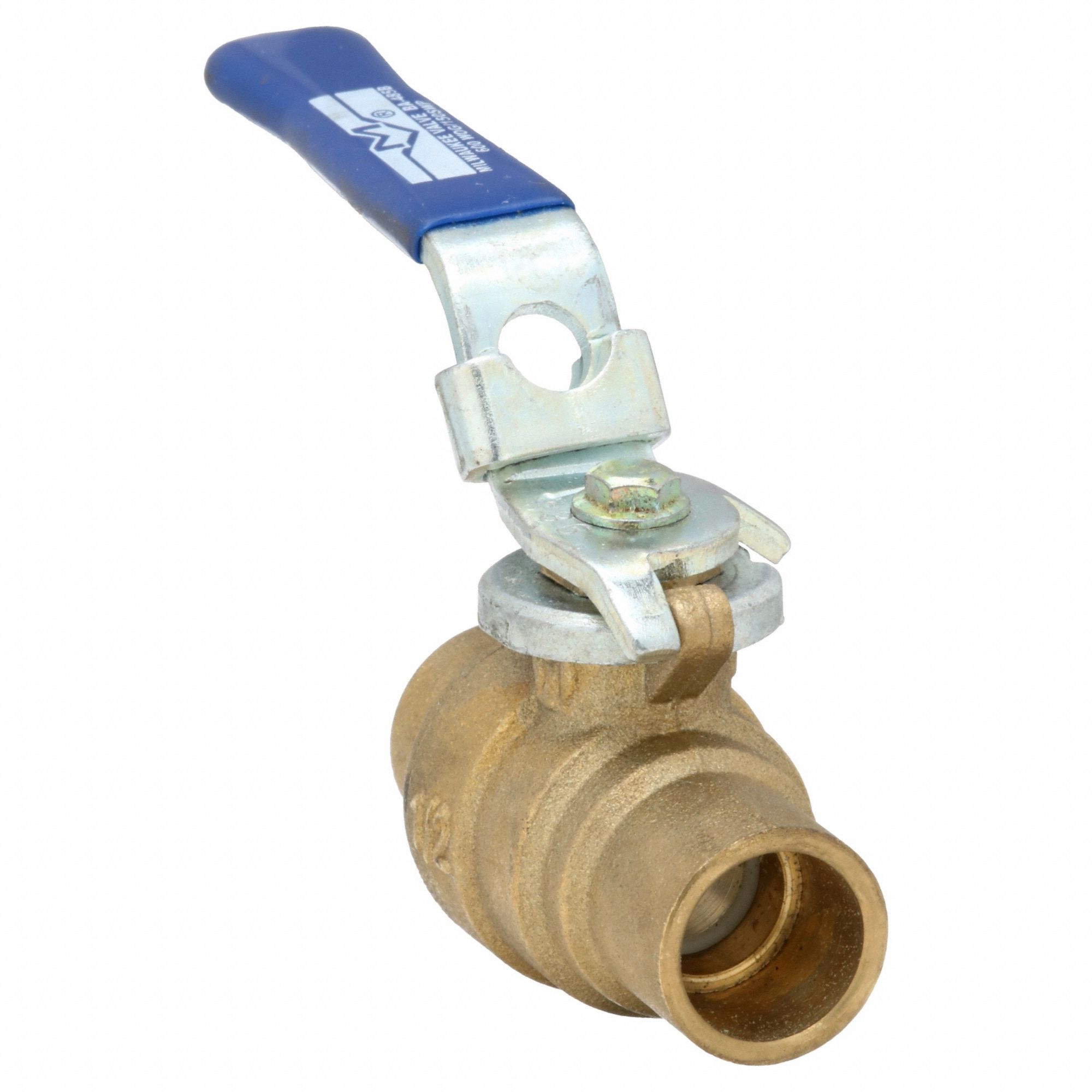 Manual Two-Way Ball Valve: 1/2 in, Brass, Straight, Sweat x Sweat, Two-Piece, Lever