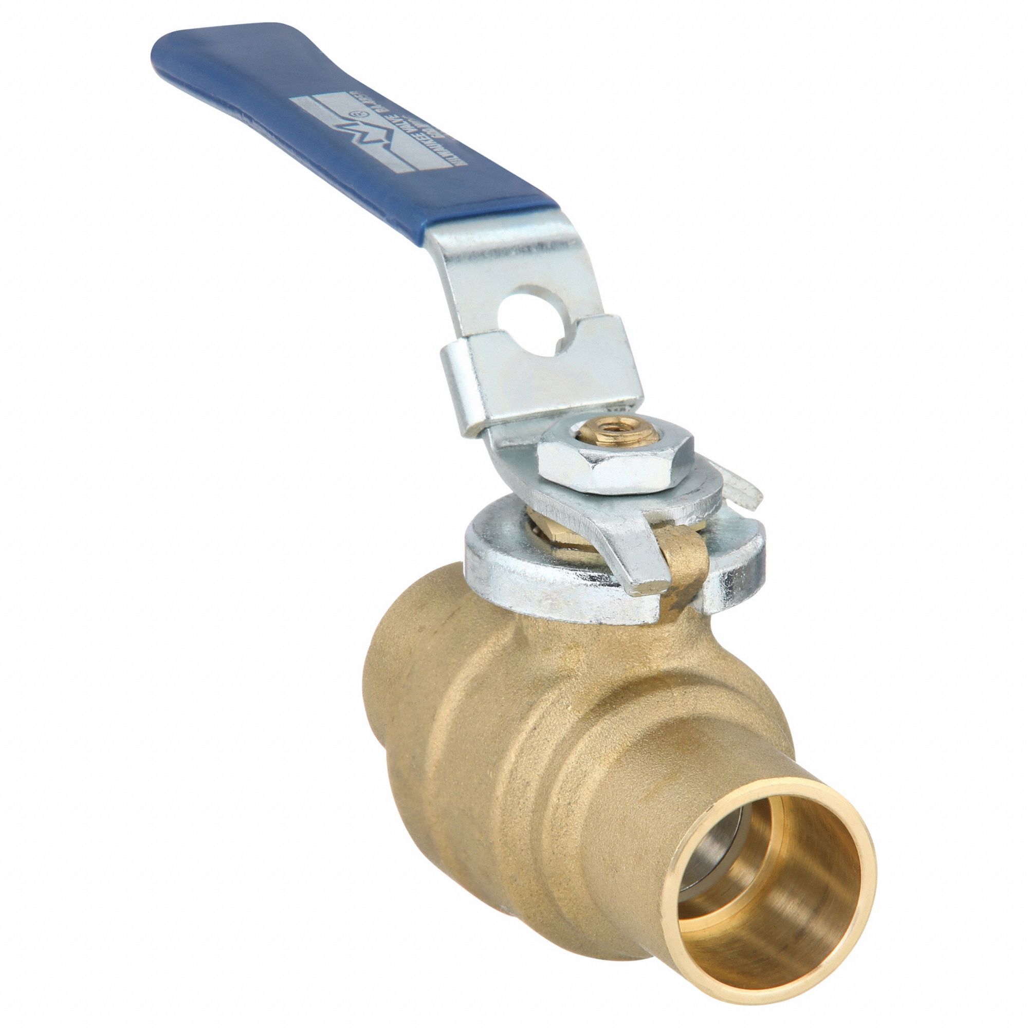 Manual Two-Way Ball Valve: 3/4 in, Brass, Straight, Sweat x Sweat, Two-Piece, Lever