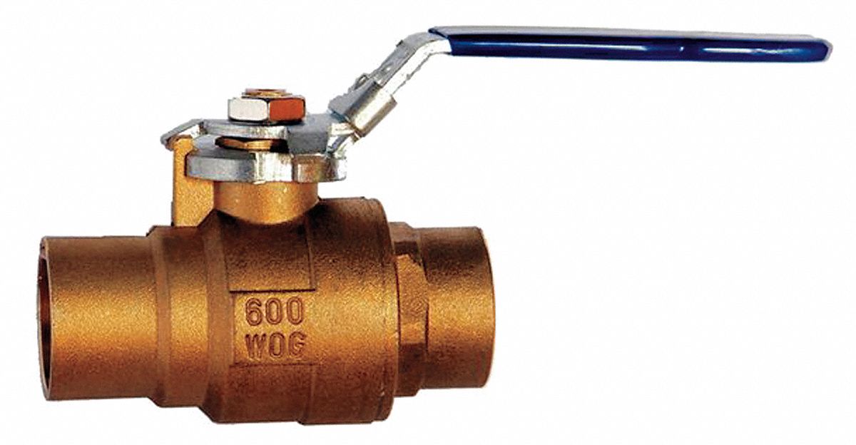MANUAL TWO-WAY BALL VALVE: 2 IN, BRASS, STRAIGHT, SWEAT X SWEAT, FULL PORT BALL PORT