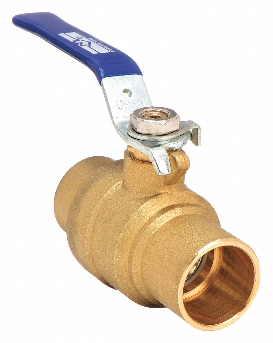 MANUAL TWO-WAY BALL VALVE: 1 IN, BRASS, STRAIGHT, SWEAT X SWEAT, FULL PORT BALL PORT