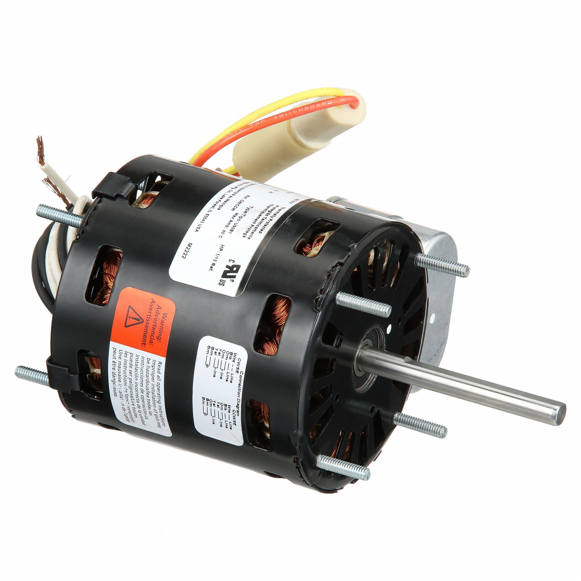 HVAC Motor: Stud, Permanent Split Capacitor, Single Phase, 1/15 hp, 1, 550 RPM, 3.3 Frame Size