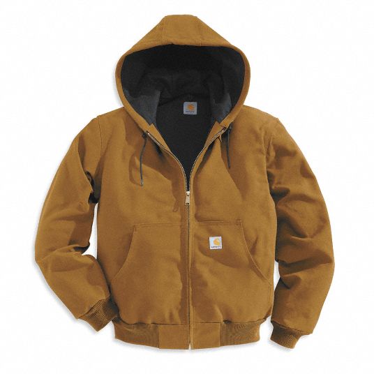 CARHARTT Hooded Jacket, Insulated, Brown, XL - 3RFA5|J131-BRN XLG REG ...