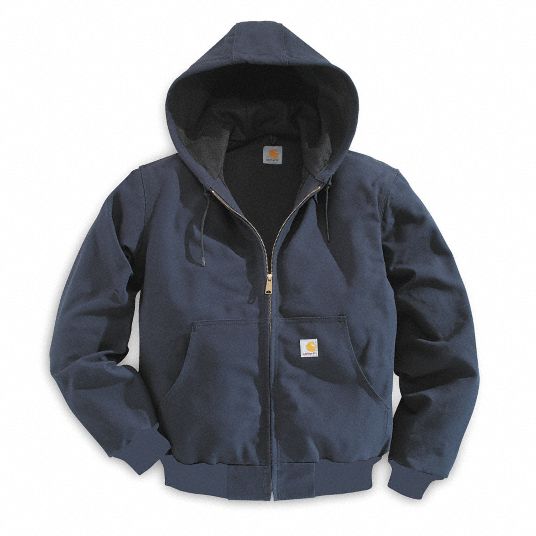 CARHARTT Hooded Jacket, Blue, L - 3RFC5|J131-DNY LRG REG - Grainger