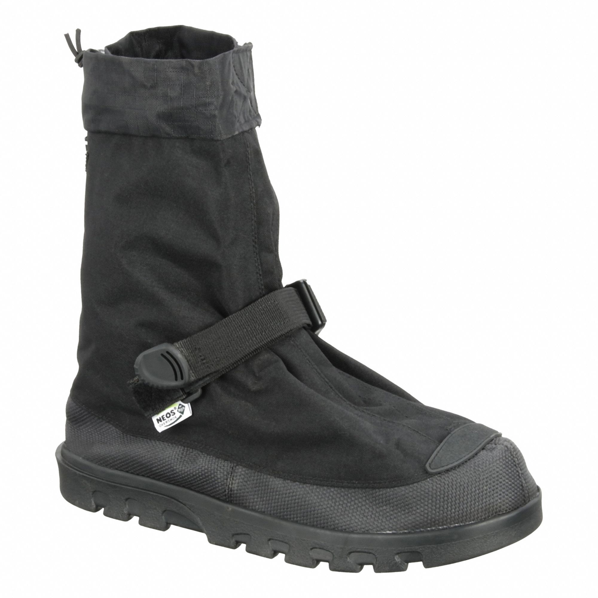 Overboot: Mid-Calf Shoe, Mutli Directional Lug, 10 in Boot Ht, Black, Rubber, 1 PR