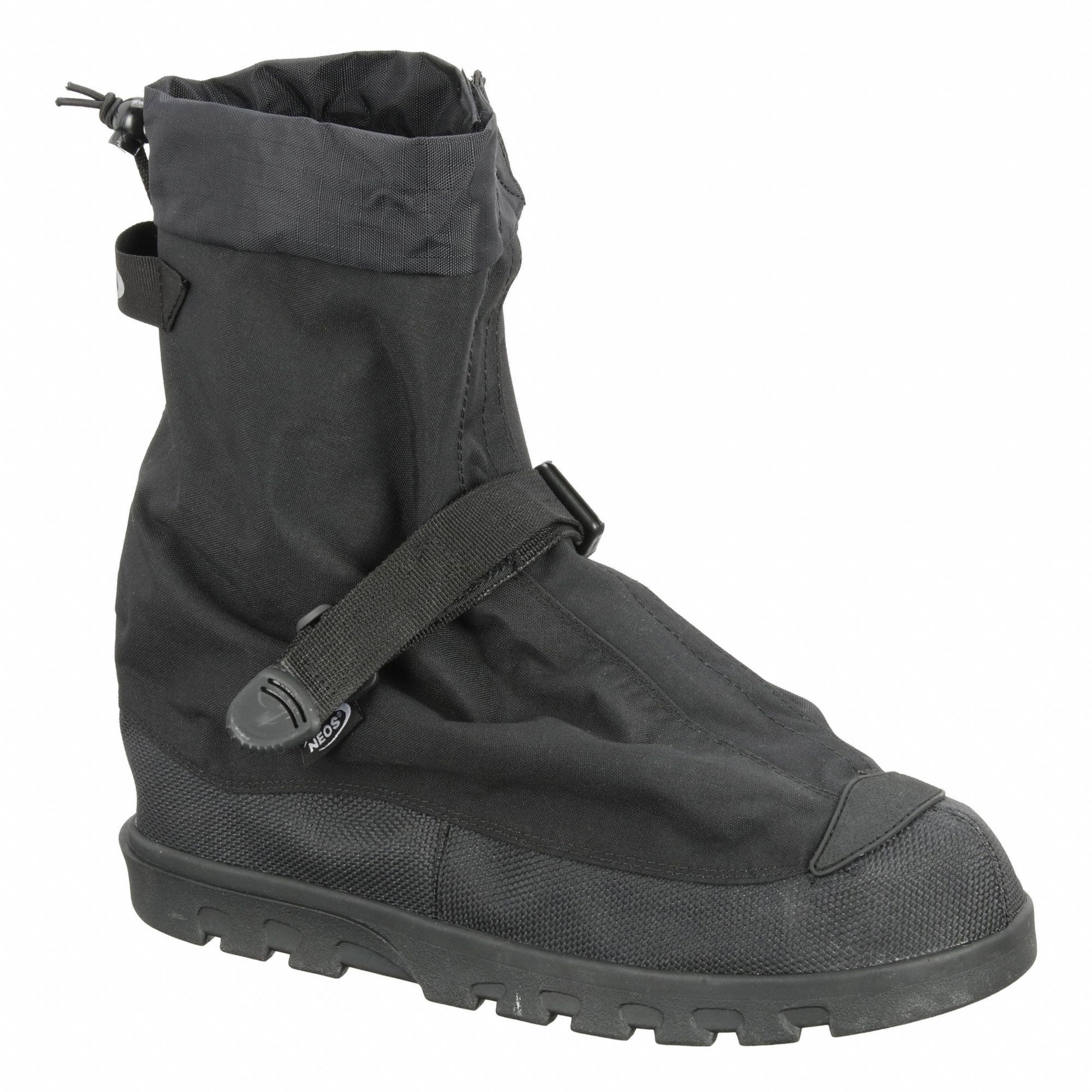 Overboot: Mid-Calf Shoe, Multi Directional Lug, 10 in Boot Ht, Black, Rubber, 1 PR