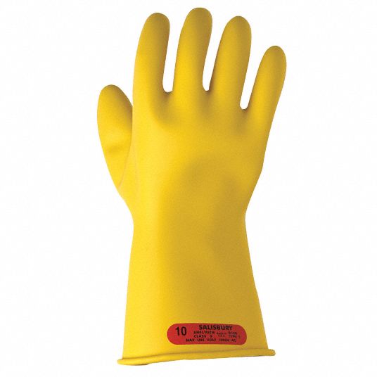 SALISBURY Electrical Insulating Gloves, Voltage Class Class 0, Yellow